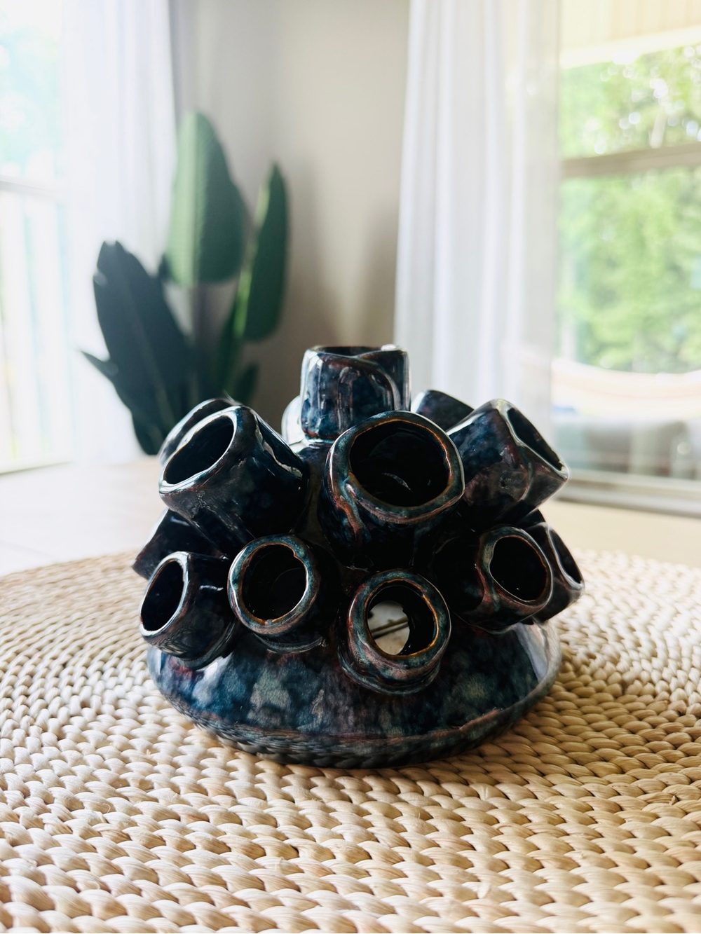 Blue Glazed Ceramic Vase - Picture 2 of 3